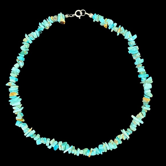 Turquoise Necklace with Sterling Silver Clasp - Picture 2 of 3